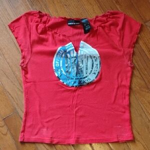 DKNY Red Short Sleeve Graphic Tee